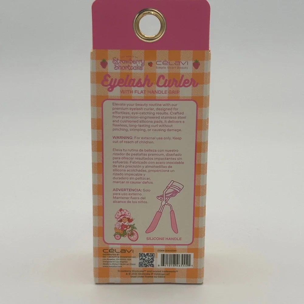 Celavi Eyelash Curler Pink Strawberry Shortcake Flat Handle Grip‎